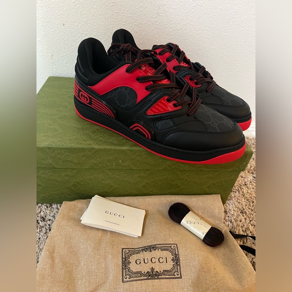 New Gucci Basket GG low-top black red sneakers - Picture 7 of 9